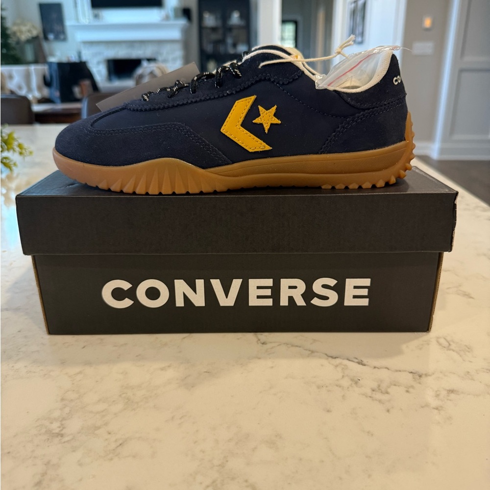 Converse Run Star Trainer Suede Navy and Tan Sneakers tennis shoes